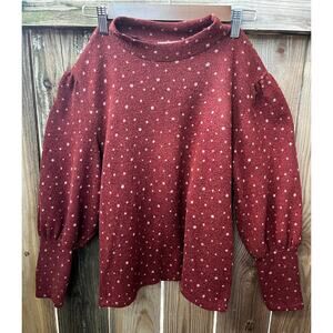 Polka Dot Mock Neck Top Women's size M